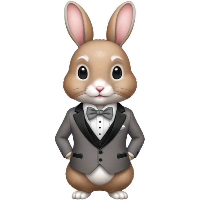 elegant rabbit wearing a formal suit and bow tie emoji