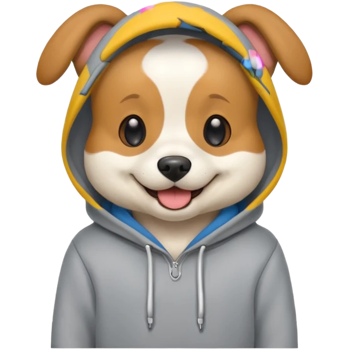 Dog wearing a grey hoodie emoji