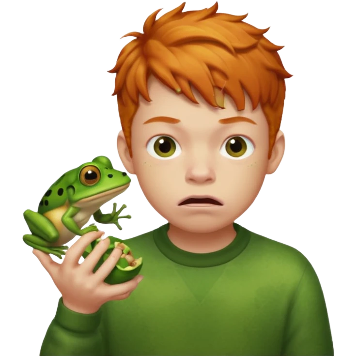 Ginger boy eating frog emoji