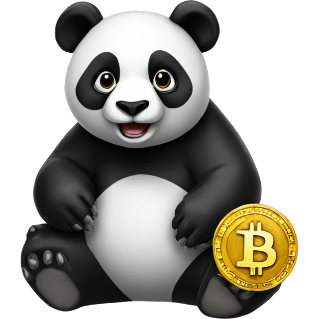 black panda with the bitcoin coin emoji