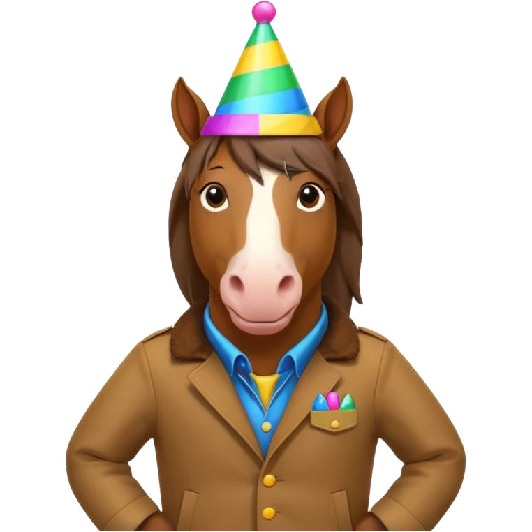 horse in jacket with party hat emoji