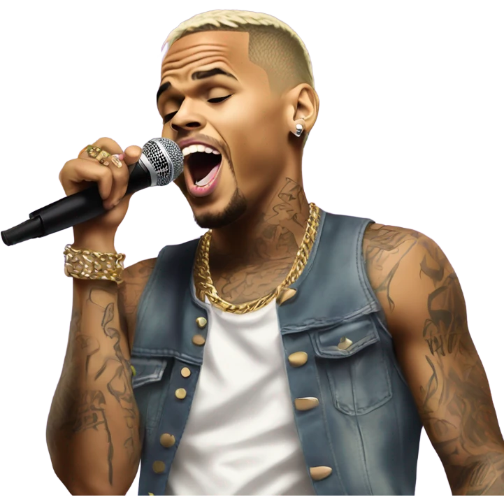 Hyper Realistic Chris Brown on stage singing  emoji