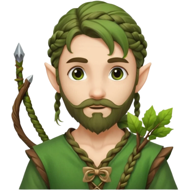 Forest elf with braided beard and bow emoji