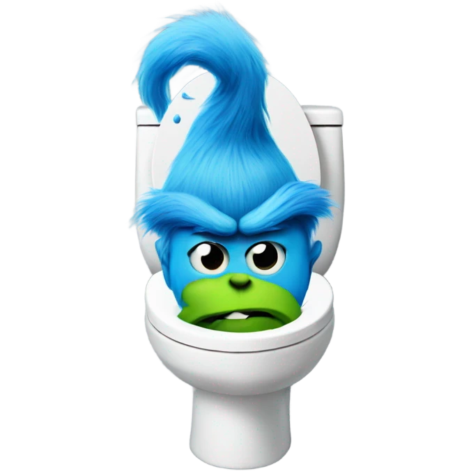 Blue grinch sticking out a toilet  emoji