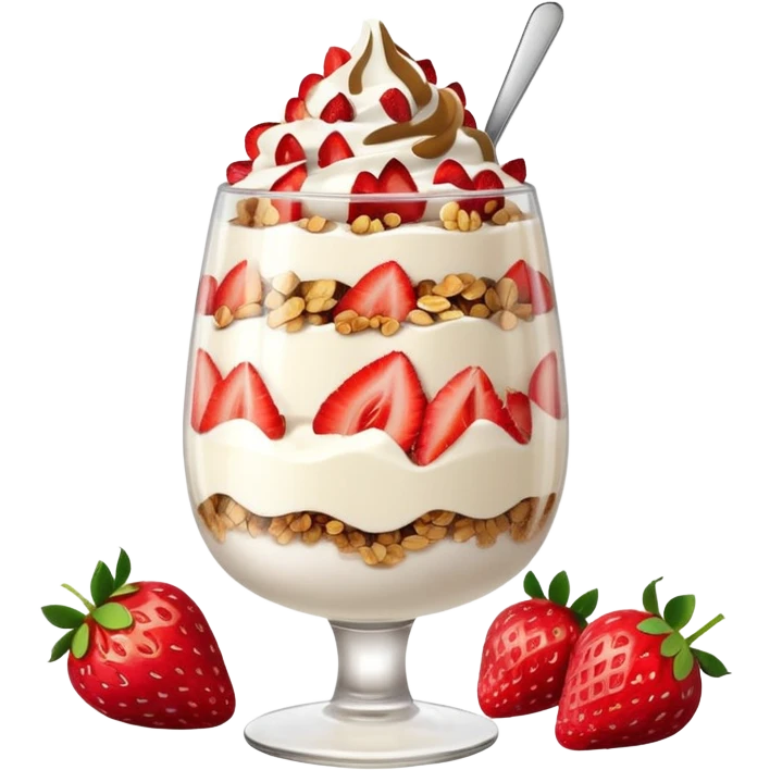 yogurt parfait with layers of granola and strawberries  emoji