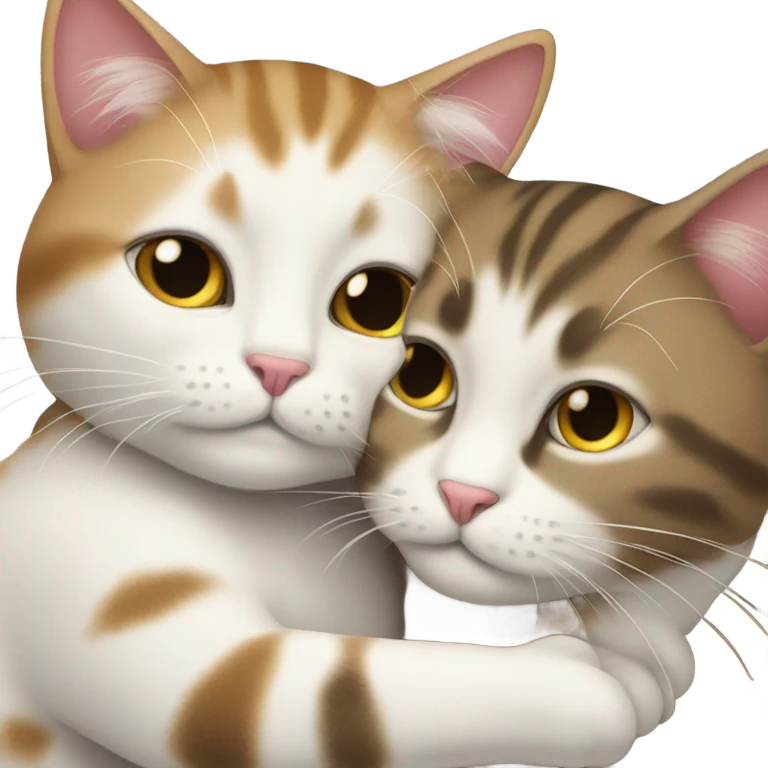 Cat cuddling another cat emoji