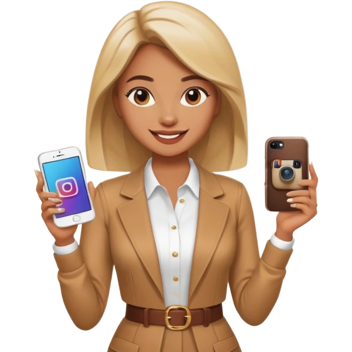 una señora entrando a mi  Instagram  para promocionar mi marca emoji