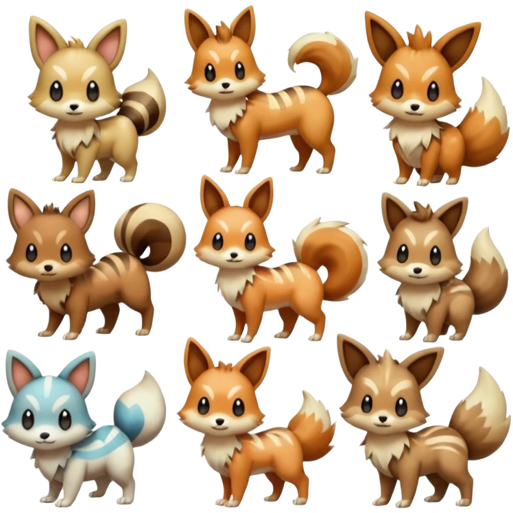 Meloetta-Growlithe-Furret-Linoone-Eevee-Pokémon-Fakémon-creature emoji