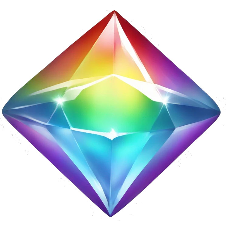 a rainbow diamond that is glowing white emoji
