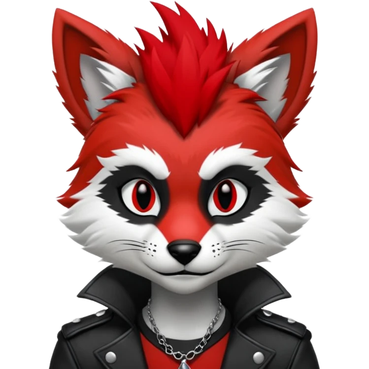 Anthropomorphic Anthro Furry punky gothic black white and red badass cool stylish handsome smexy Animal-furry-fursona emoji