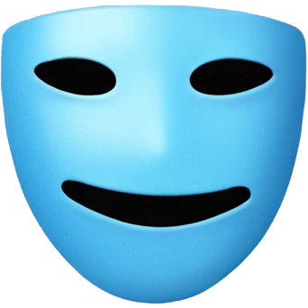 Happy blushing face but behind the mask sad and blue face emoji
