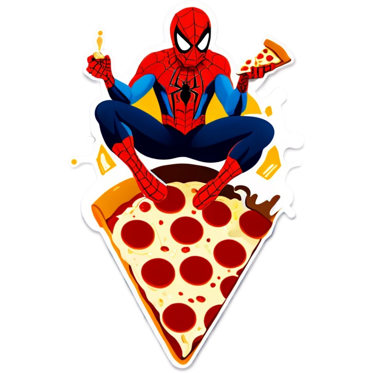 Spiderman eating pizza emoji