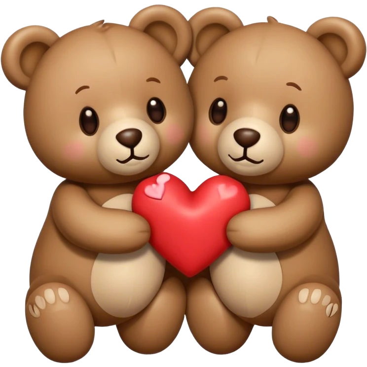 Two teddy bears holding hearts emoji