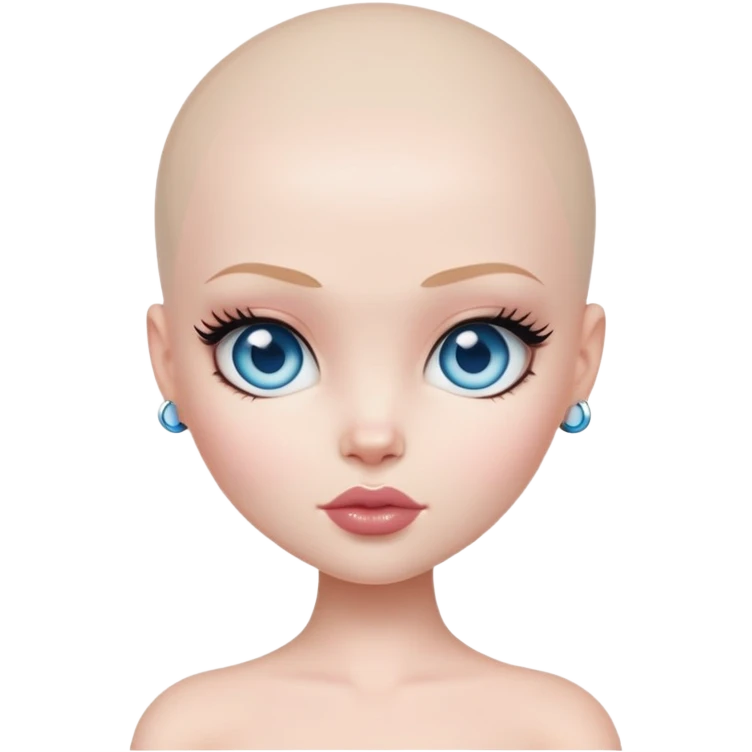 pretty bratz baddie, bald, pale skin, blue eyes emoji