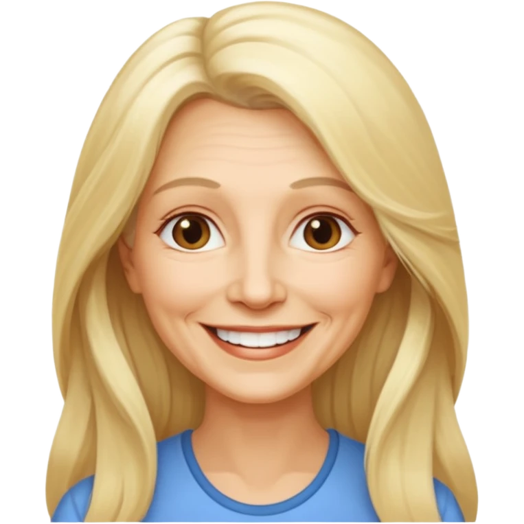 Femme 65 ans blonde cheveux long souriante emoji