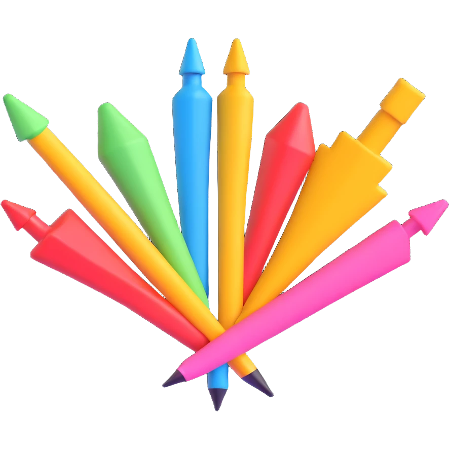 A set of emojis for highlighting text in posts, featuring various markers, arrows, and highlights, in the style of 3D emojis. emoji