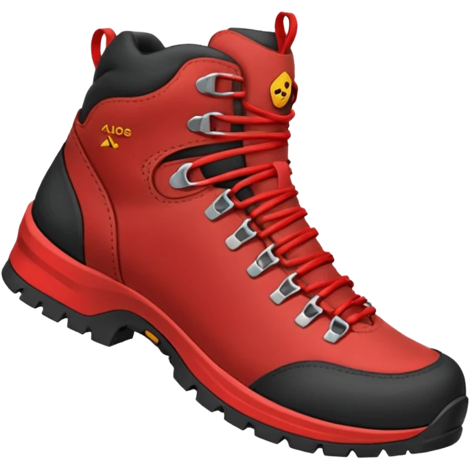 zapatilla de trekking con detalles en rojo emoji