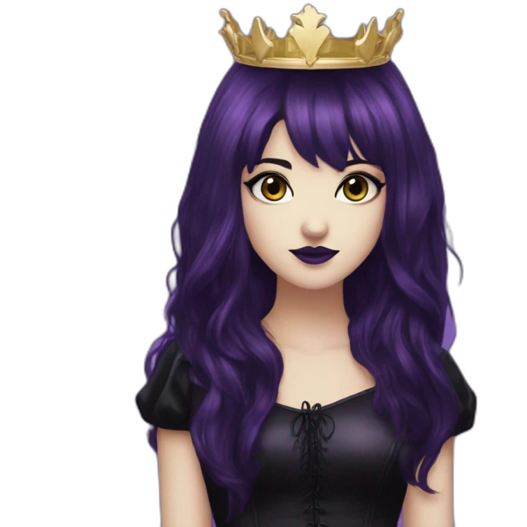 Elissabat-with-bangs-long-hair-dark-purple-and-black-vampire-goth-makeup-crown emoji