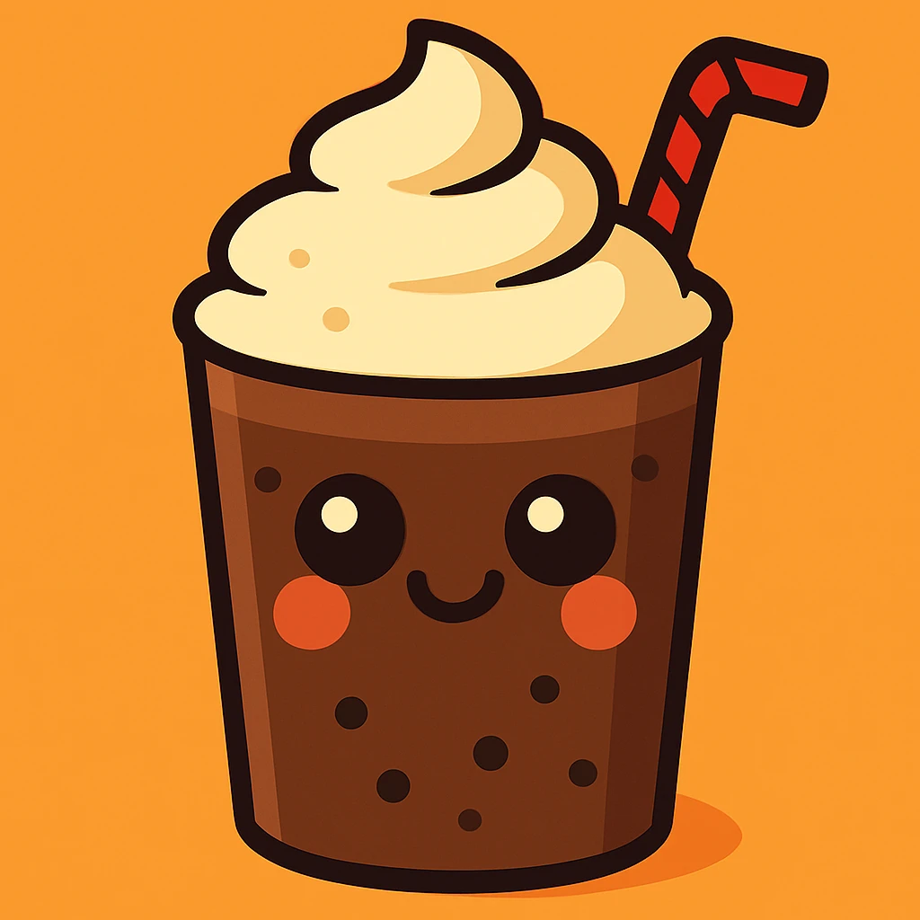 Add whipped cream on top of the chocolate milkshake, keep the vibrant cartoon style. emoji