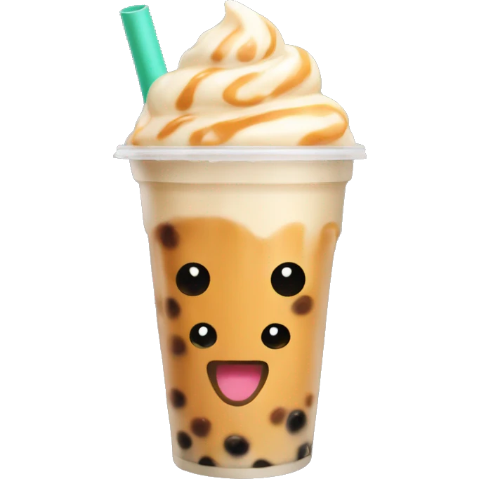 Bubble tea with caramel and cream  emoji