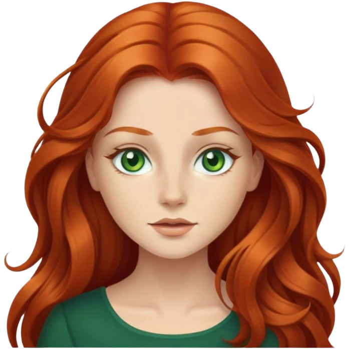 redhead with long hair and green eyes emoji