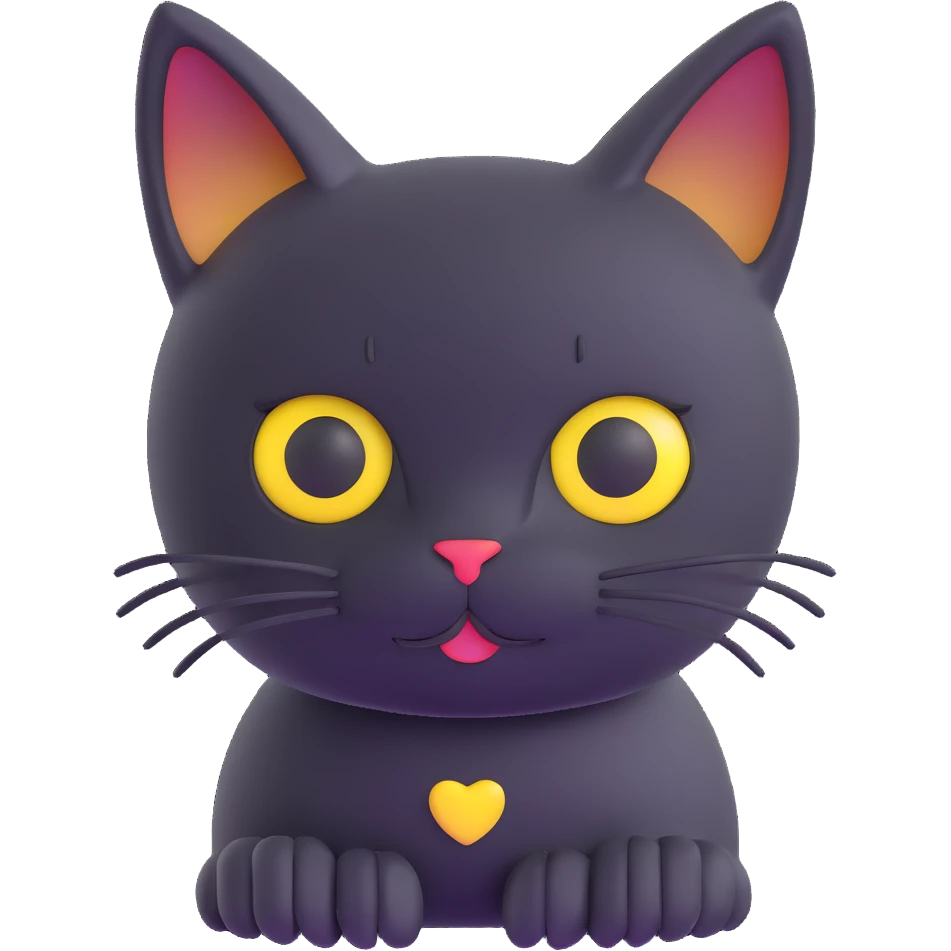 small black cat with yellow eyes emoji