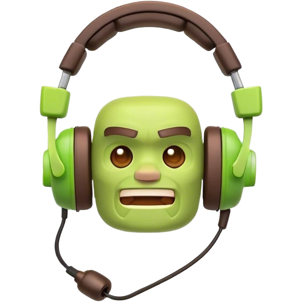 Clash of Clans aesthetic: Cinematic Playful Xbox Headset Portrait Emoji, rendered in a 3D vector-style similar to standard emojis with minimal shading and bold, simplified shapes. A compact, distinct form with signature details, softly glowing with a modern gaming energy charm. Simplified yet unmistakably iconic, highly detailed and consistent, glowing with a soft radiance and high shine. Stylized with a touch of next-gen innovation and a soft glowing outline, capturing the essence of a beloved gaming relic with a friendly, playful manner! emoji