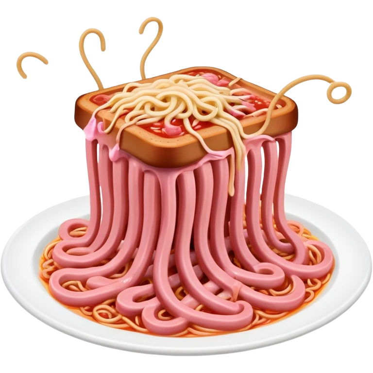  SPAM meat melted flying spaghetti pink gooey slop art emoji