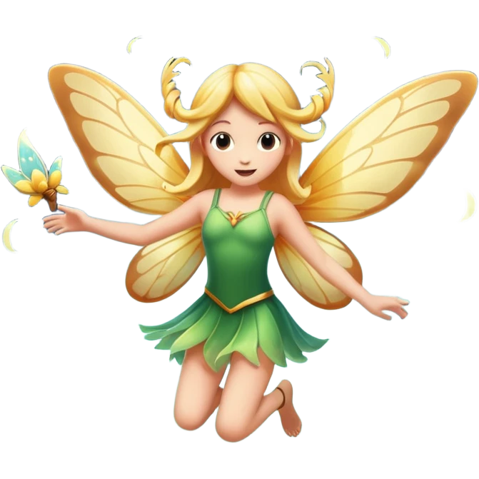 fairy character jumping with moth wing flare emoji