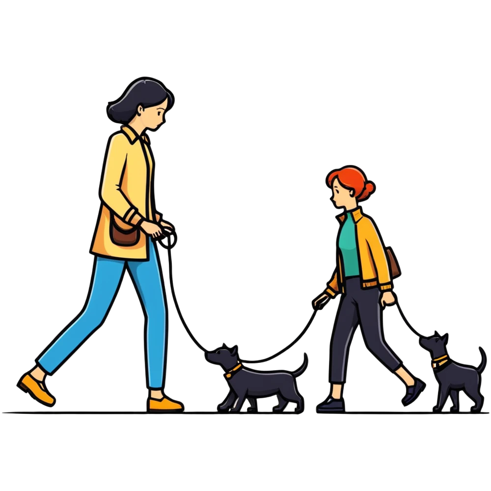 woman walking a man on leash who is on all fours emoji