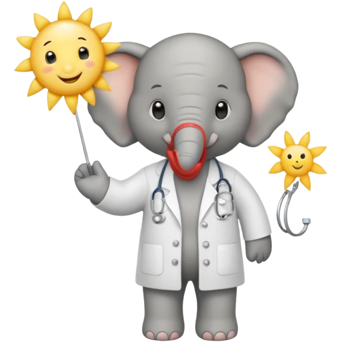 Cute elephant in doctor’s uniform bring ray of sunshine with words: hoop jy voel gou-gou beter emoji