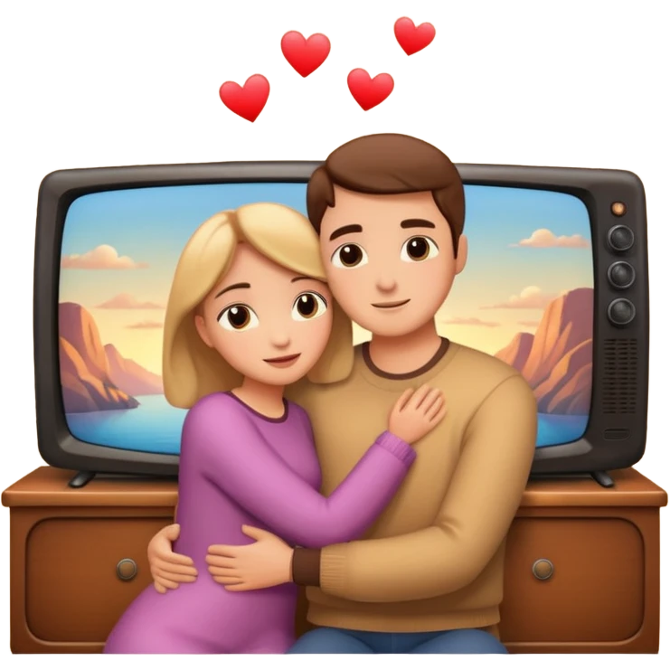 a romantic movie shown on a television emoji