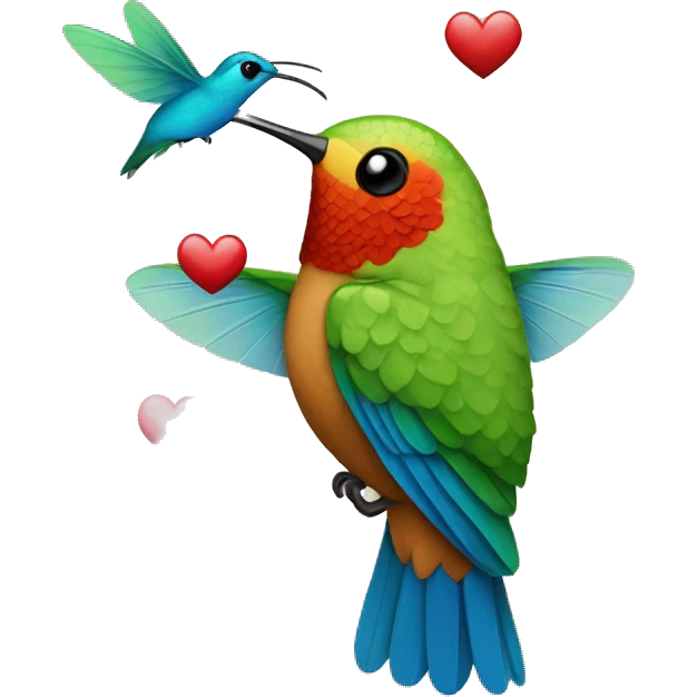 emoji de un colibrí con dos enamorados emoji