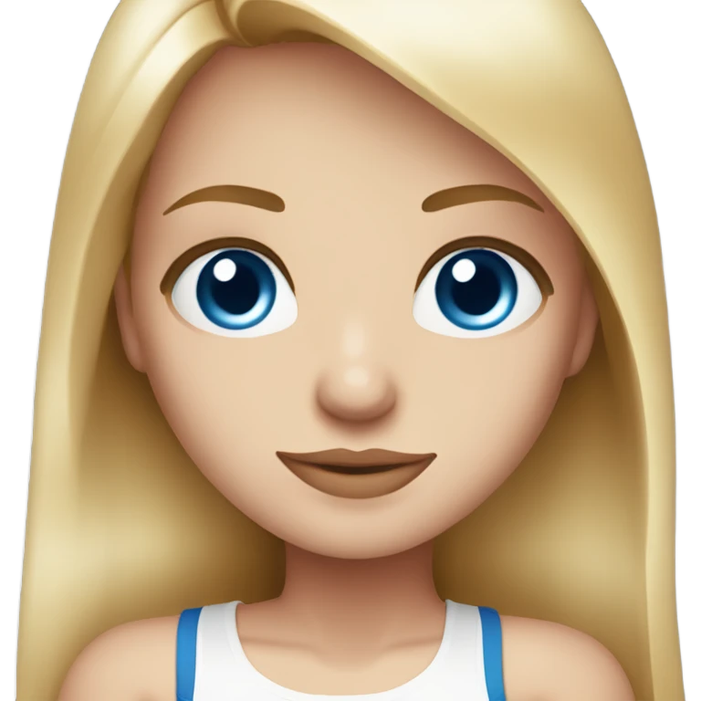 beautiful woman, long straight blonde hair, blue eyes, white tank top emoji