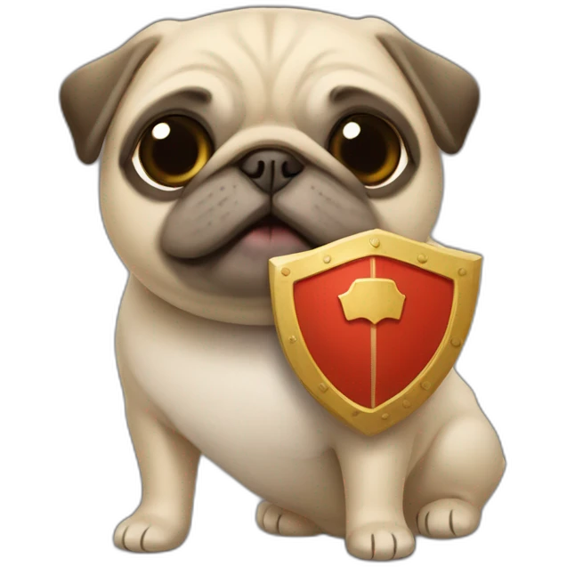 Pug with a shield „MOCHI“ emoji