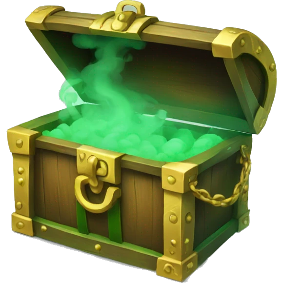 open treasure chest with green smoke coming out emoji