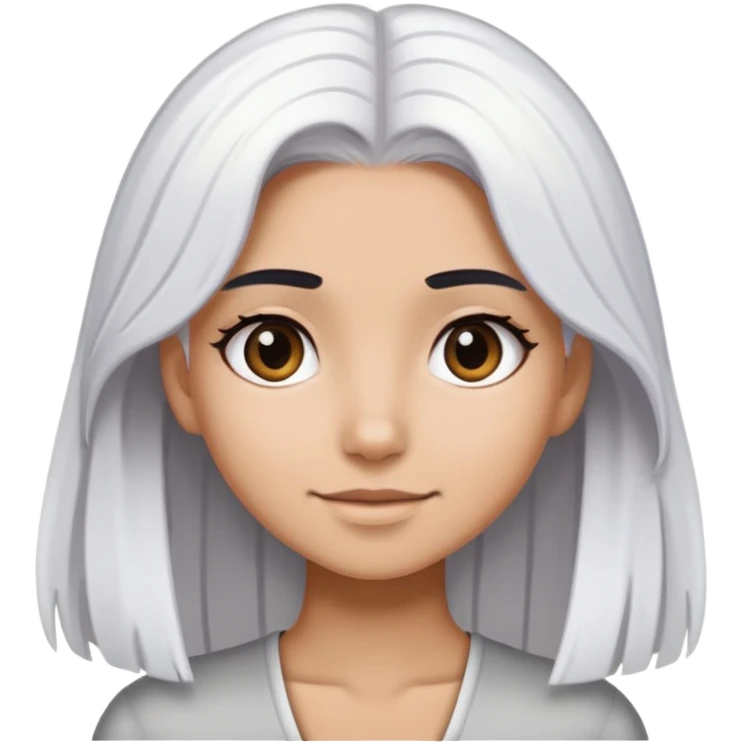 girl with half hair black and half hair white that say hi emoji