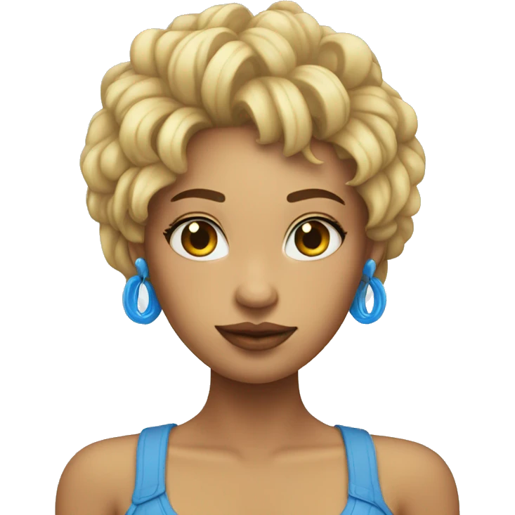 Chica con pelo azul, piel blanca y piercings muy mona emoji