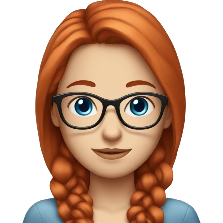 long Red-hair-girl blue-eyes with glasses emoji