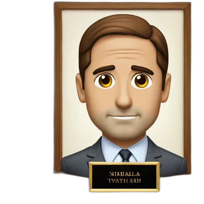 Michael Scott with plaque written NATHALIA emoji
