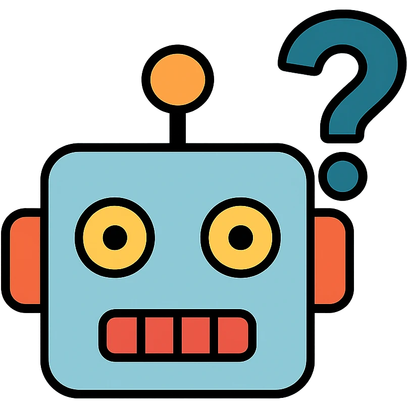 robot emoji with a question mark emoji