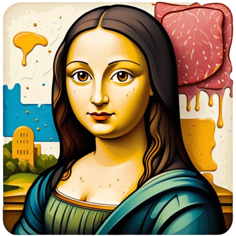 picasso abstract style art mona lisa SPAM MEAT painting  emoji