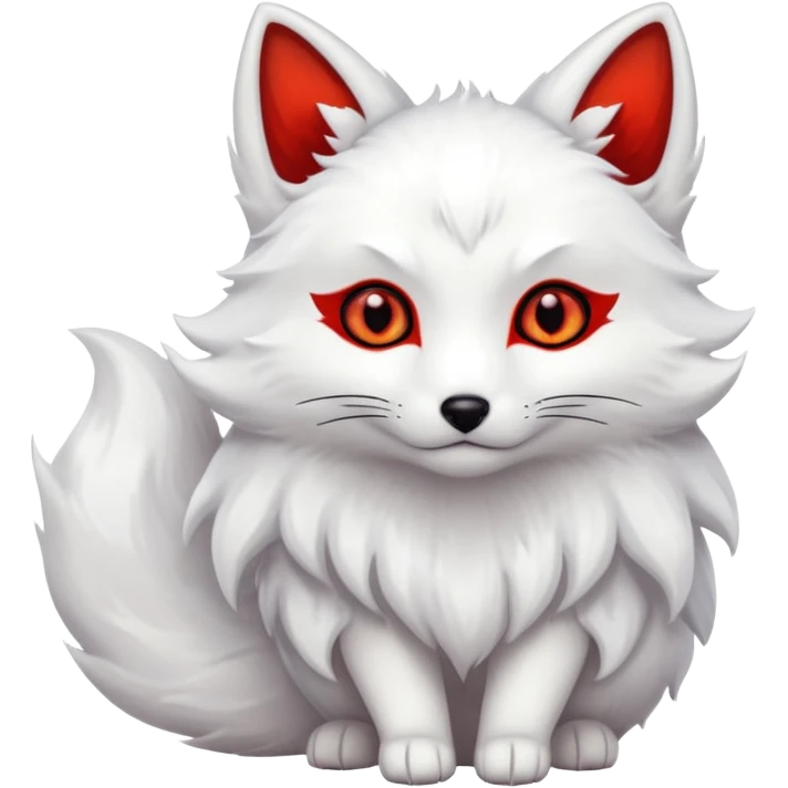 white kitsune with red eyes emoji