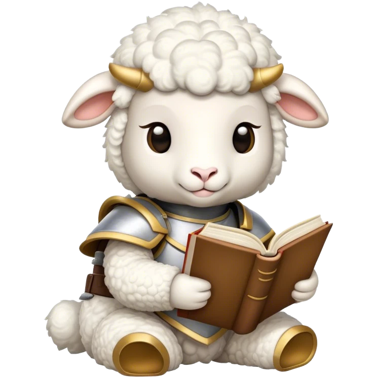 Lamb with armor reading a book emoji