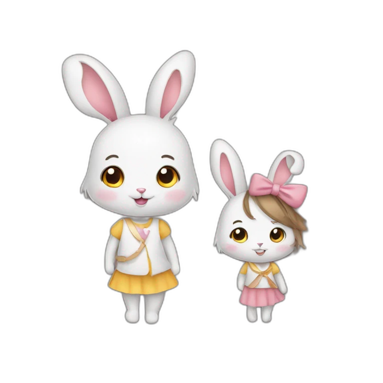 lapin avec une petite fille emoji