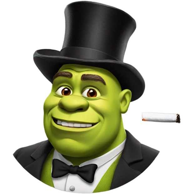 Shrek with top hat smoking emoji