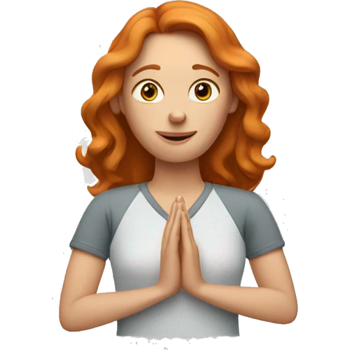 woman ginger with shoulders and hands saying all well  emoji