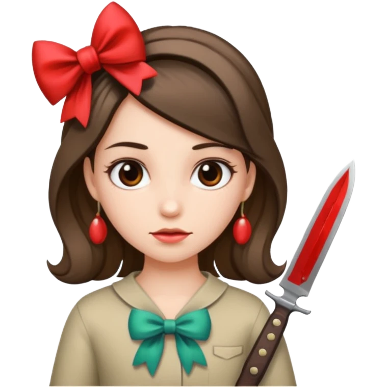 Photo of a killer girl with a knife and a graphic bow in her hair emoji