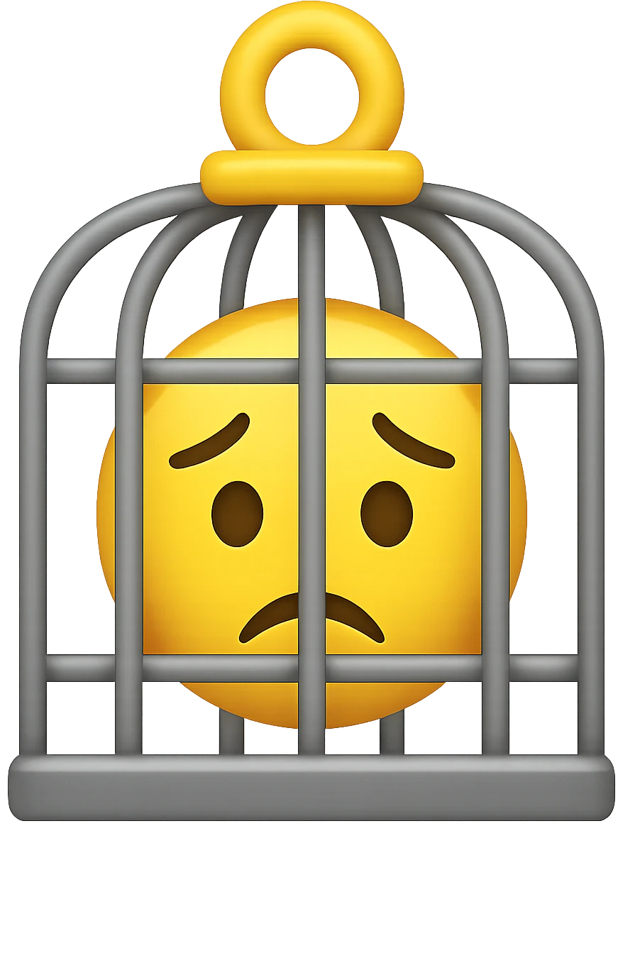Disturbi alimentari visti come una gabbia stile emoji iphone. emoji