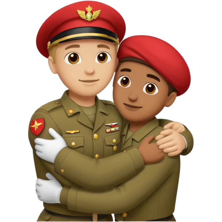 dos soldados dando es un abrazo de solidaridad de fraternidad emoji